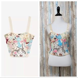 Zara Mesh Embroidered Bustier Top Small NEW